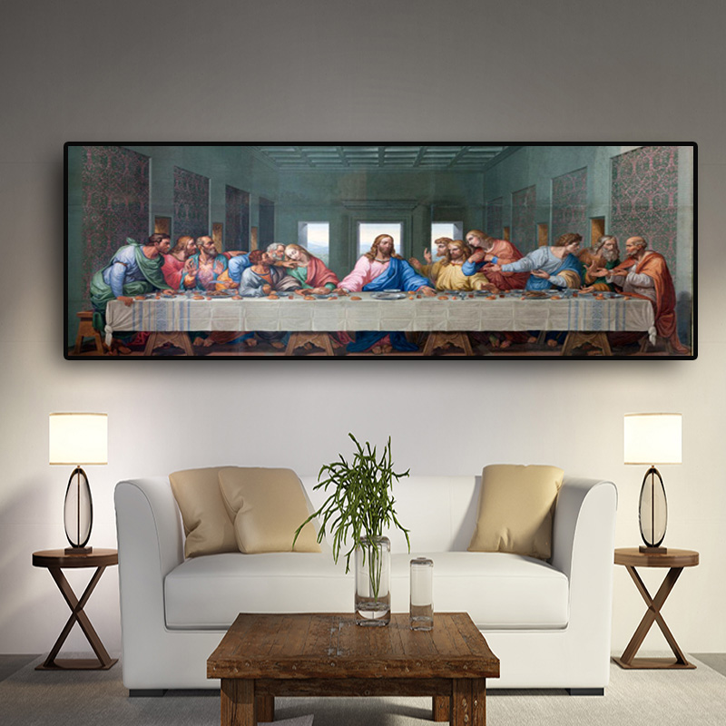 레오나르도 다빈치의 최후의 만찬 유명한 캔버스 회화 Cuadros 포스터 및 프린트 벽 사진 거실 주방 룸